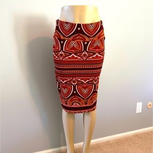 NWOT LuLaRoe Pencil Skirt Size M Pink & Brown Aztec Pattern